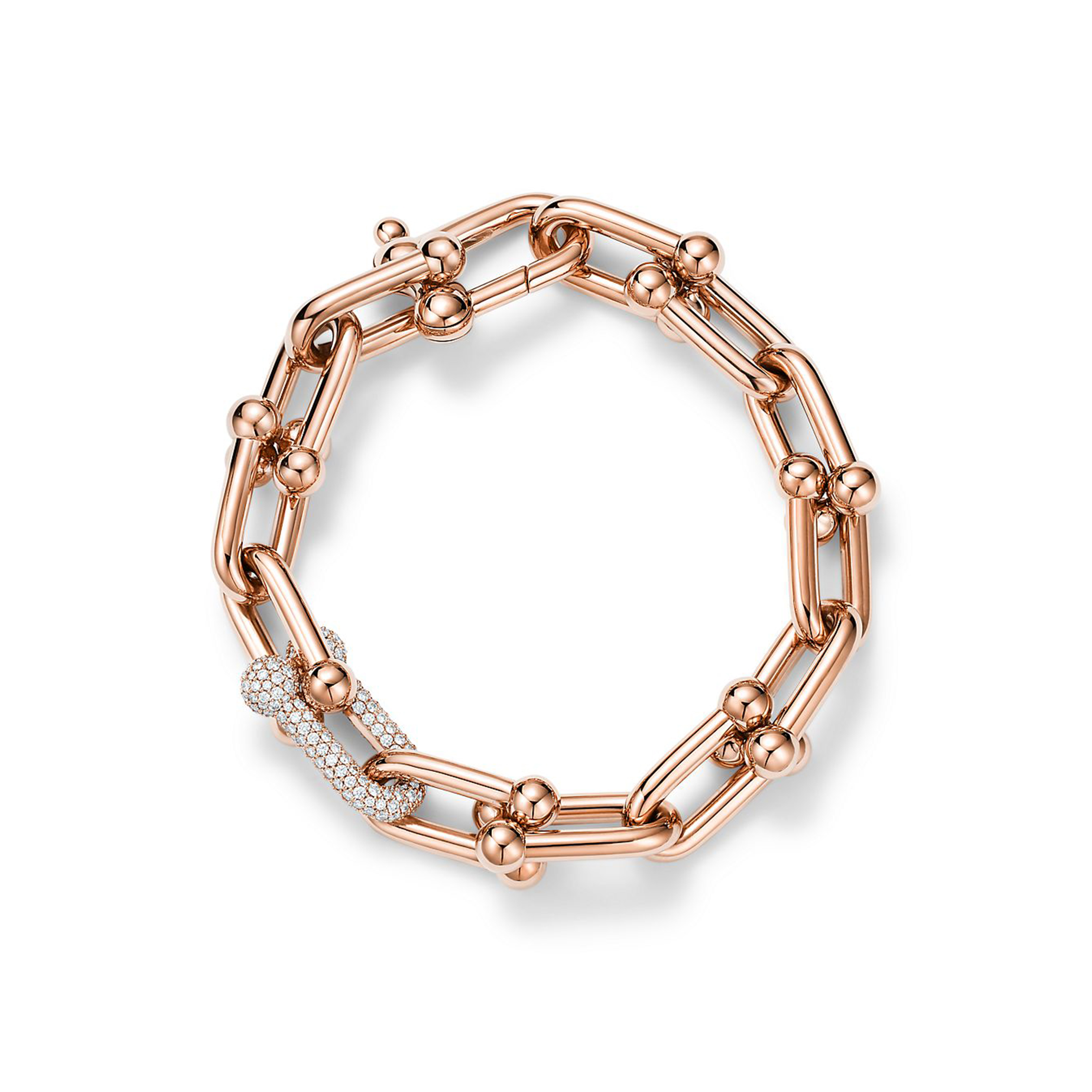 TIFFANY LARGE LINK BRACELET IN ROSE GOLD WITH DIAMONDS